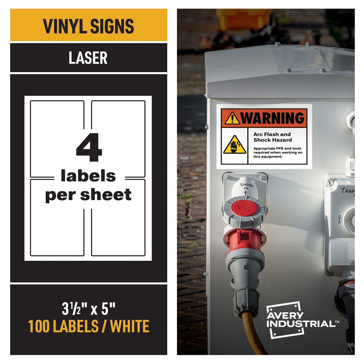 Avery Industrial Adhesive Vinyl Labels, 100ct, 3.5" x 5", White, Durable for Outdoors, Laser Printable (61550)